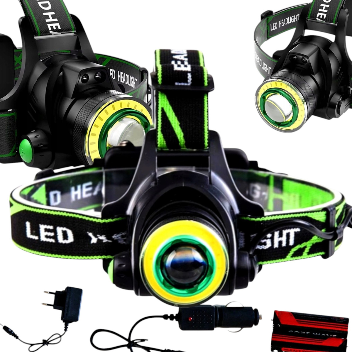 LATARKA CZOŁOWA LED MOCNA  AKUMULATORY REFLEKTOR COB CZOŁÓWKA NA PREZENT