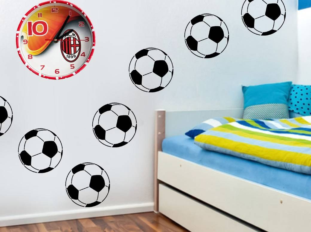 ZEGAR ŚCIENNY DLA KIBICA AC MILAN DZIECIĘCY CICHY DLA FANÓW DRUŻYNY
