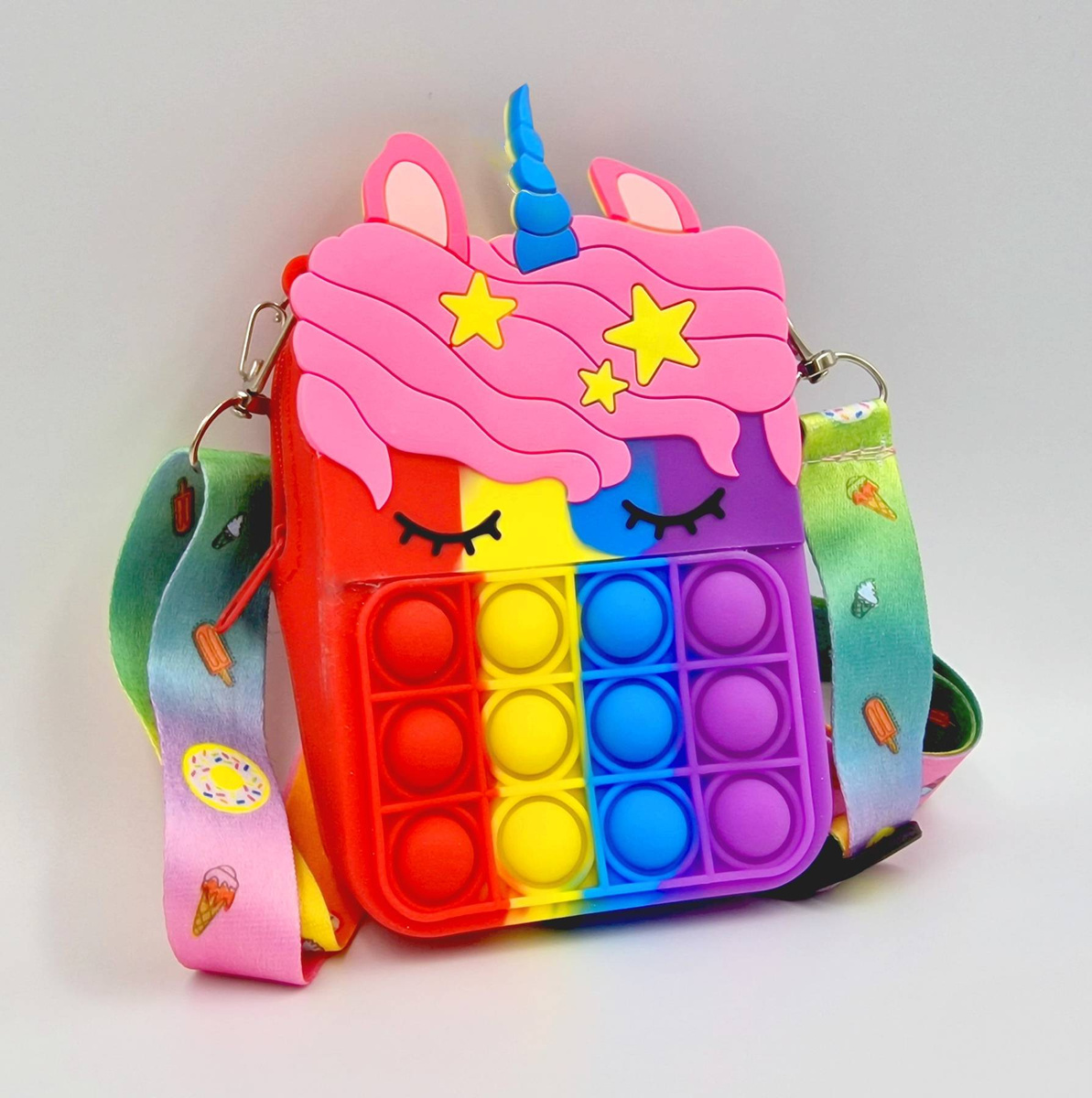 TOREBKA POP IT JEDNOROŻEC PUSH BUBBLE SENSORYCZNA 