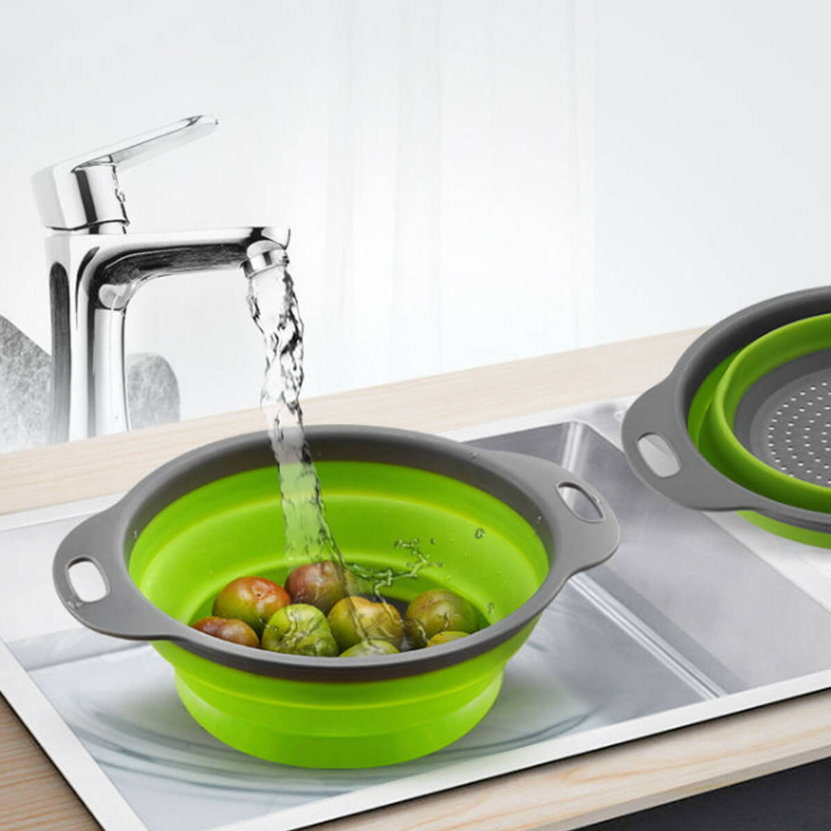 DURSZLAK SILIKONOWY SKŁADANY KUCHENNY CEDZAK SITKO OCIEKACZ UCHWYTy 19cm