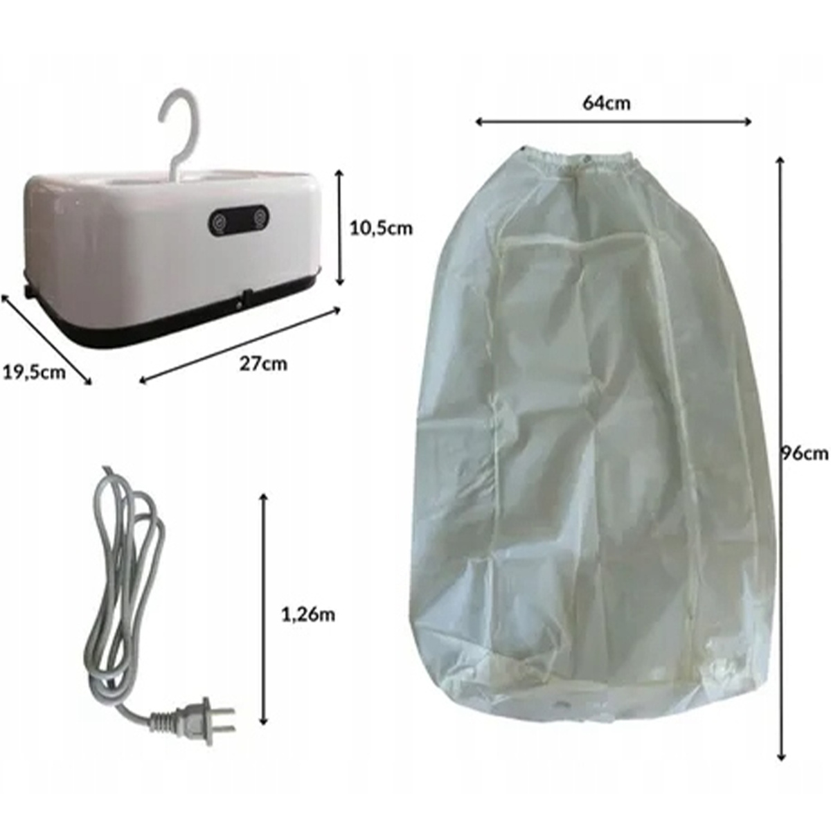 SUSZARKA DO UBRAŃ NA PRANIE BŁYSKAWICZNA ELEKTRYCZNA PRZENOŚNA 600W CICHA
