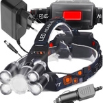 LATARKA CZOŁOWA 5x LED  LAMPKA CZOŁÓWKA  NA GŁOWĘ 2x AKUMULATORY NA PREZENT