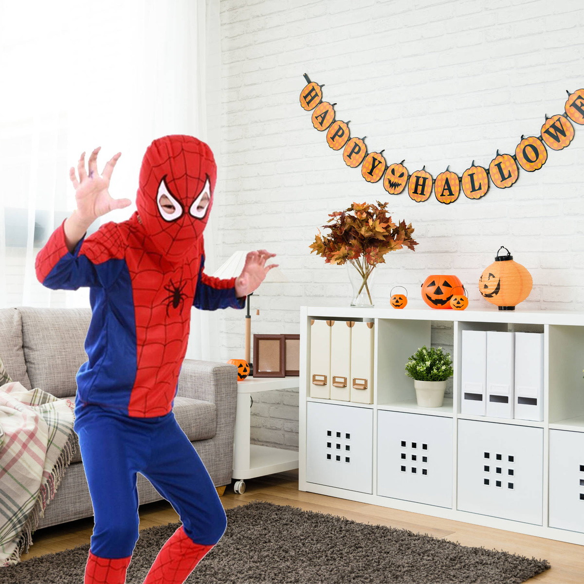 STRÓJ SPIDERMAN PAJĄK KOSTIUM + MASKA 3w1 PRZEBRANIE DLA CHŁOPCA 122-128 L