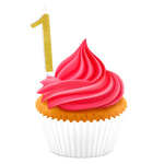 ŚWIECZKA URODZINOWA NA TORT CYFRA 1 ZŁOTA Z BROKATEM NA ROCZEK NA URODZINY