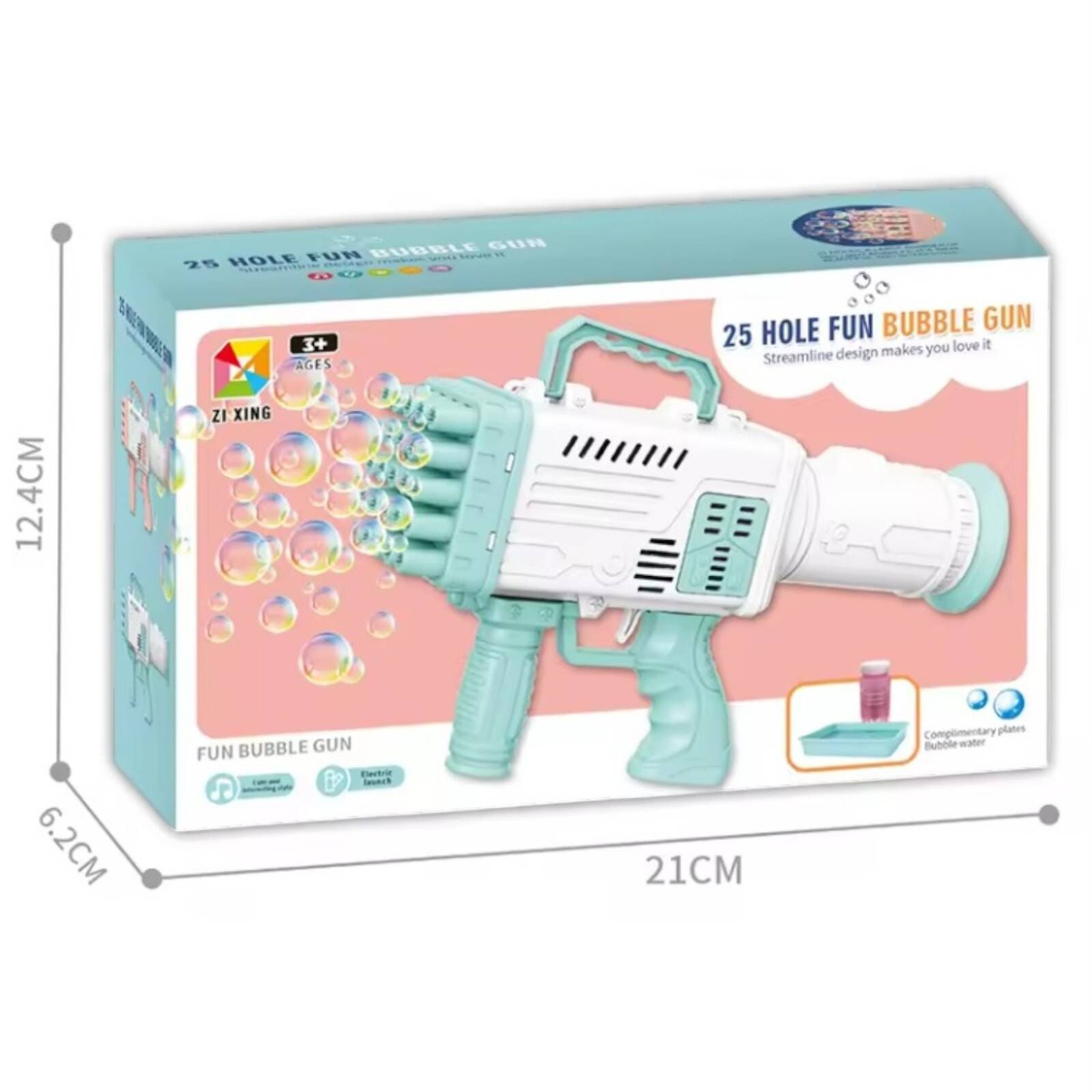 PISTOLET NA BAŃKI MYDLANE MASZYNKA WYRZUTNIA BANIEK MYDLANYCH BAZOOKA PŁYN