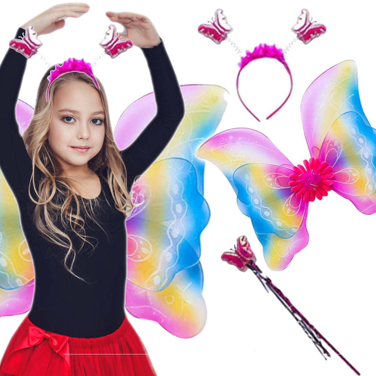 Strój Dla Dzieci Motylek 3w1 Tęczowy