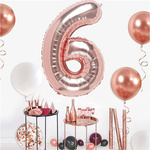 BALON FOLIOWY CYFRA 6 RÓŻOWE ZŁOTO NA URODZINY IMPREZĘ JUBILEUSZ 100cm
