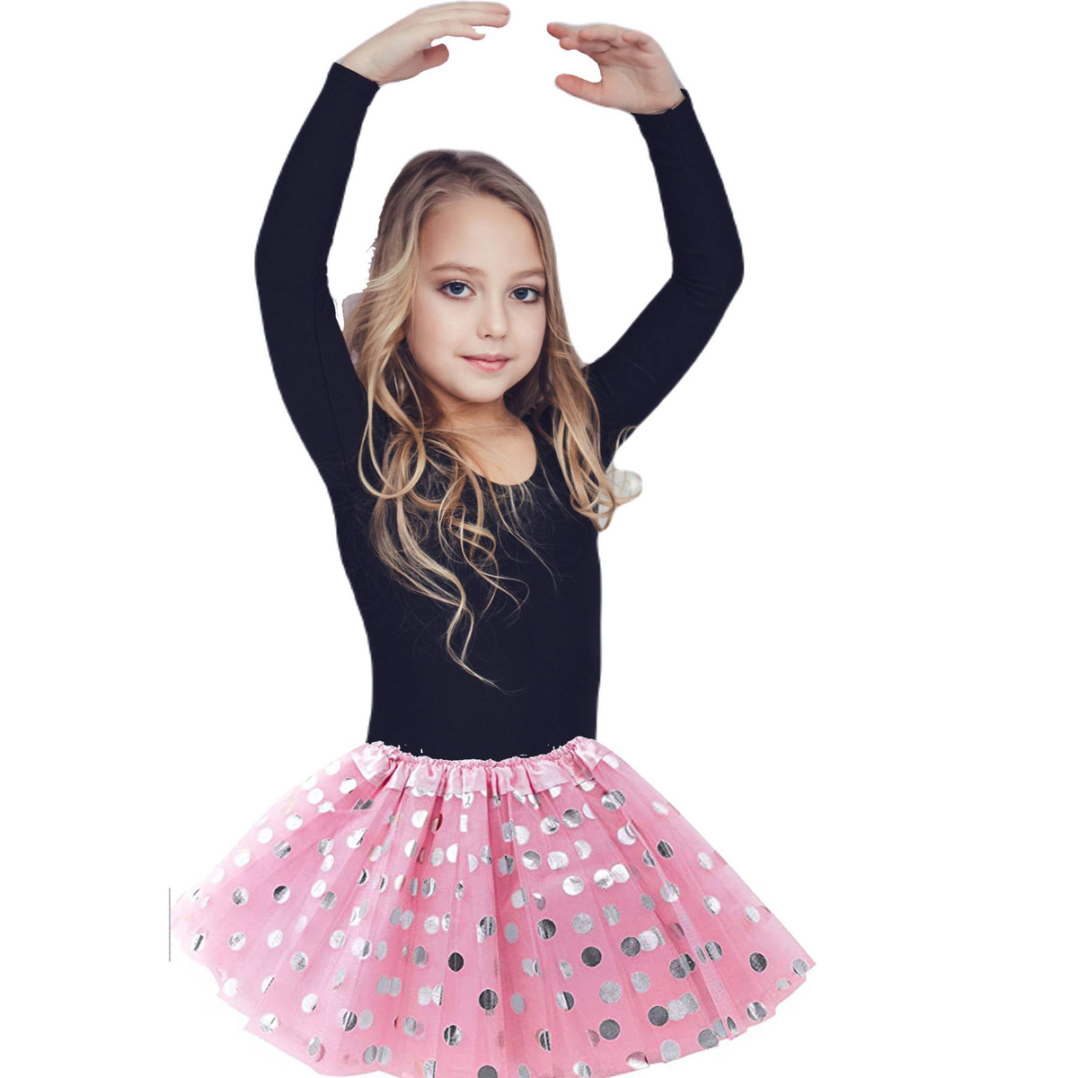 Tiulowa Spódniczka Różowa w Kropki 32cm