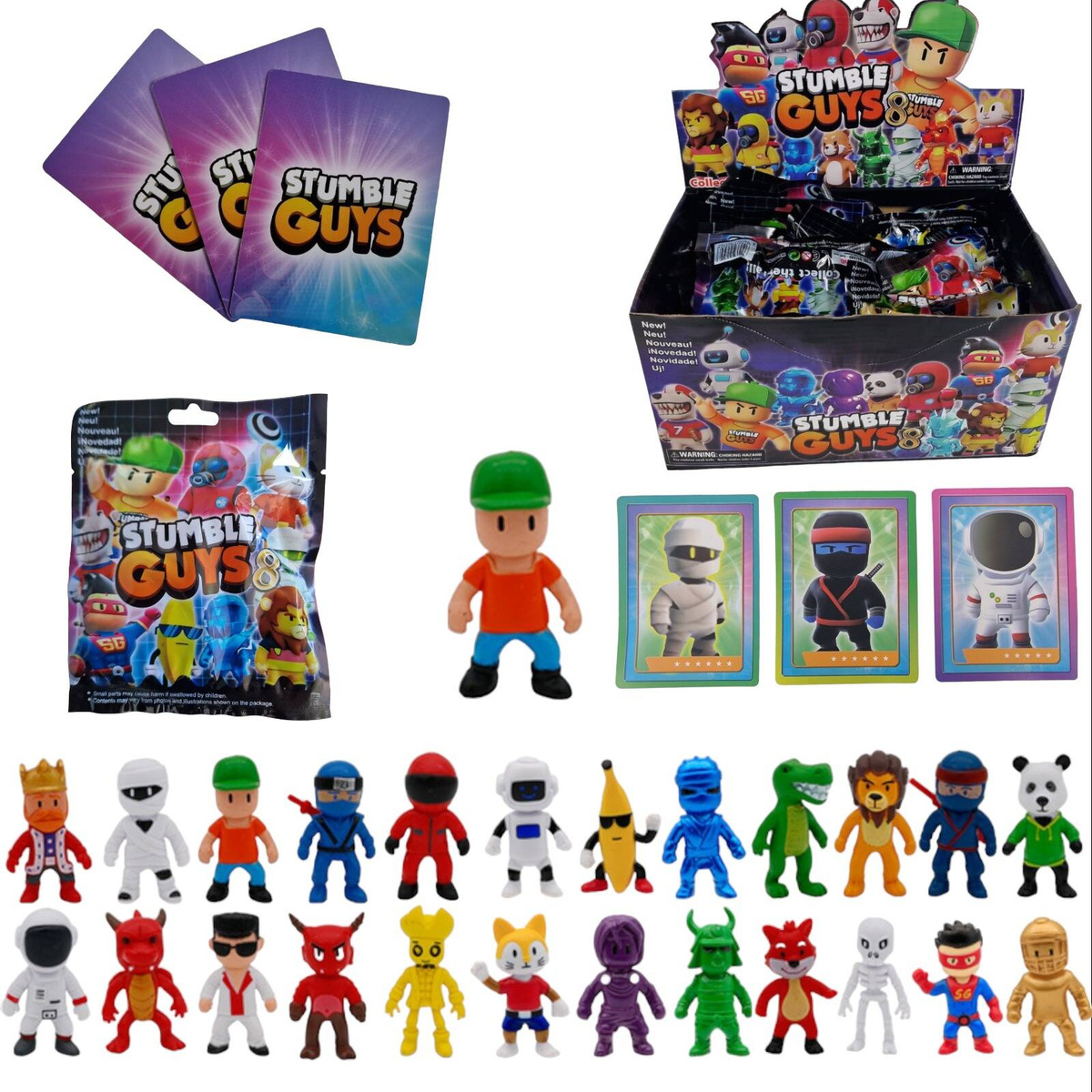 STUMBLE GUYS FIGURKA NIESPODZIANKA + 3 KARTY KOLEKCJONERSKIE SASZETKA  GRA