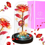 WIECZNA RÓŻA W SZKLE ŚWIECĄCA ŚWIECI LED FLOWERBOX BUKIET KWIATY NA PREZENT