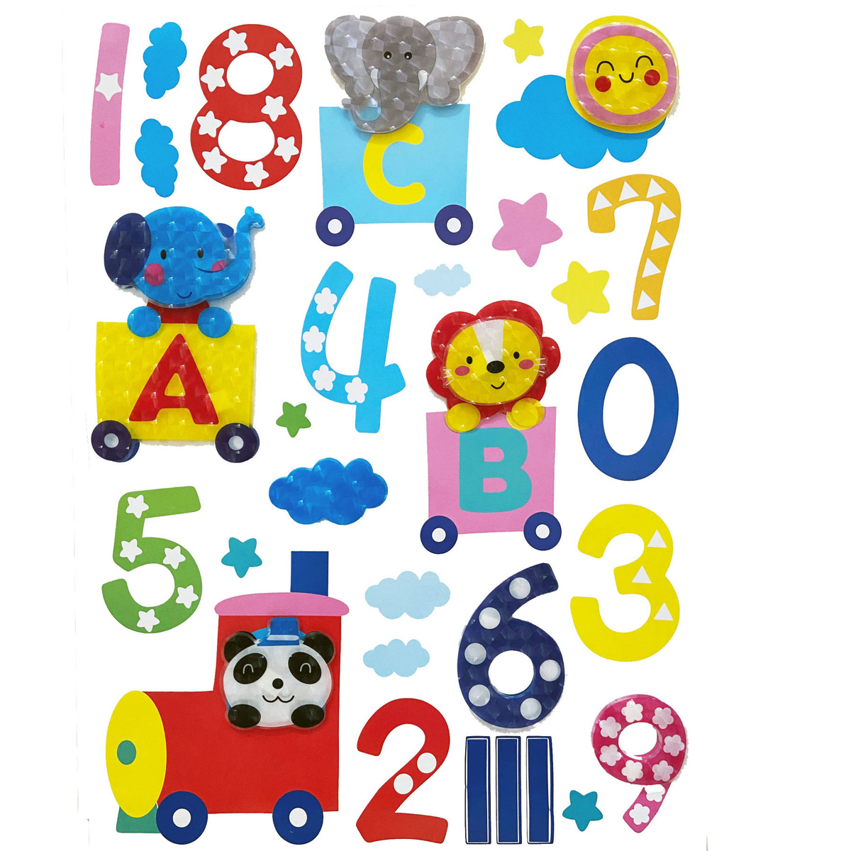 NAKLEJKI 3D NA ŚCIANĘ DLA DZIECI CYFERKI ZOO EDU OZDOBA POKOJU NA ŚCIANĘ