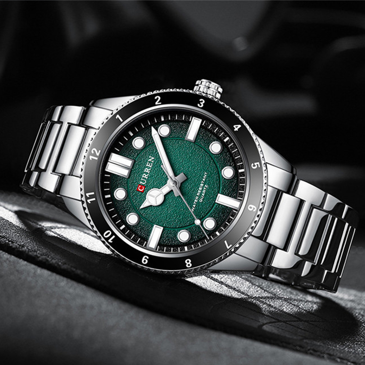 NOWOCZESNY ELEGANCKI ZEGAREK MĘSKI CURREN STAL NIERDZEWNA STYL DIVER KOLORY