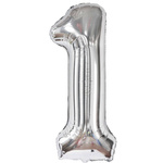 BALON FOLIOWY CYFRA 1 SREBRNY NA URODZINY JUBILEUSZ URODZINOWY 80cm