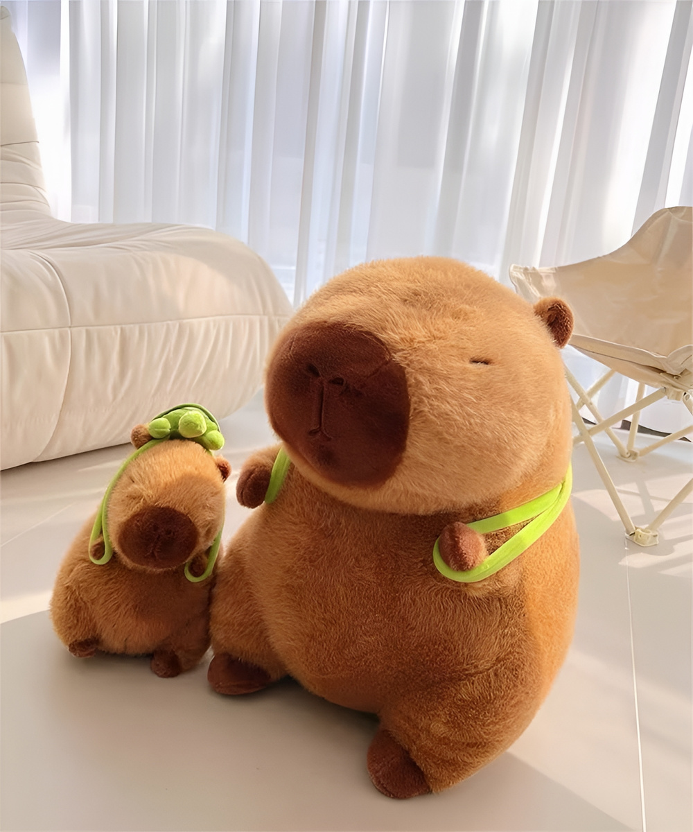 KAPIBARA PLUSZOWA MASKOTKA 25CM ZABAWKA Z PLECAKIEM ŻÓŁWIK MIĘKKA PLUSZAK 