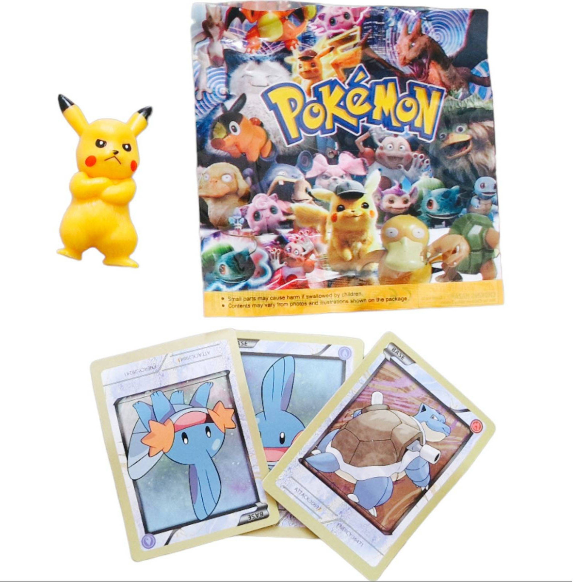 POKEMON SASZETKA NIESPODZIANKA FIGURKA + 3 KARTY KOLEKCJONERSKIE ZESTW 4w1