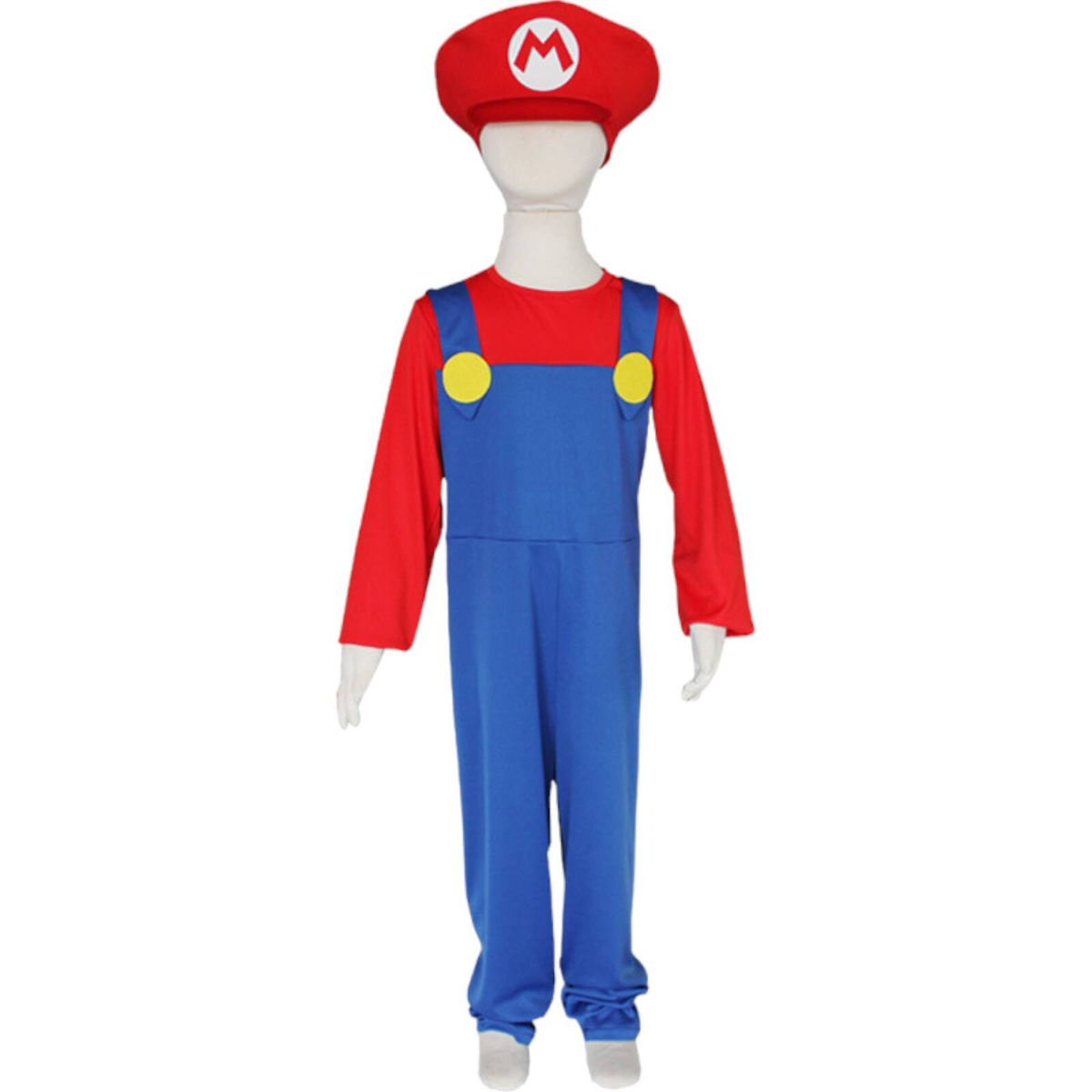 STRÓJ SUPER MARIO PRZEBRANIE DLA CHŁOPCA KOSTIUM NA BAL 4w1 CZAPKA WĄSY r S