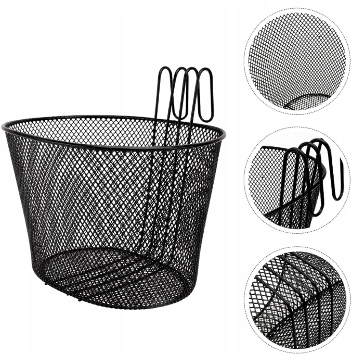 KOSZYK KOSZ NA ROWER ROWEROWY PRZEDNI WIESZANY CZARNY METALOWY 30CM