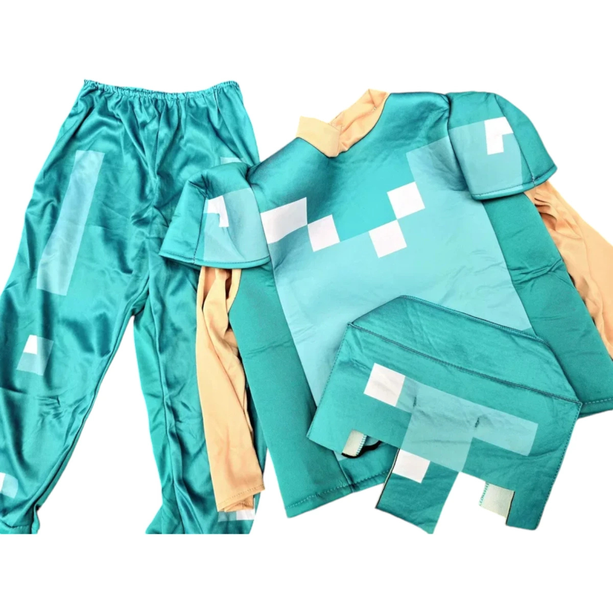 STRÓJ MINECRAFT PRZEBRANIE DLA CHŁOPCA STEVE DIAMENTOWY MASKA KOSTIUM BAL