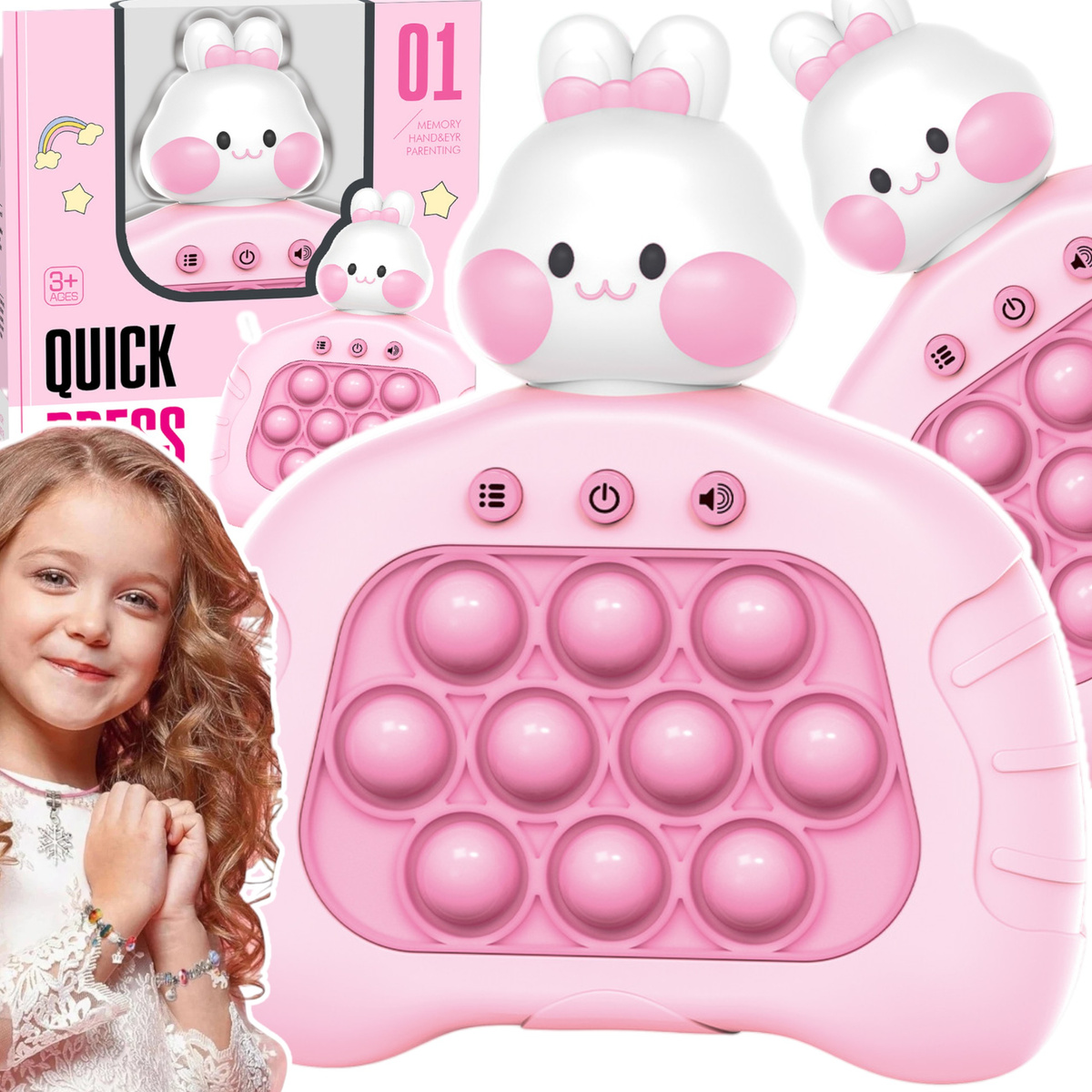 POP IT GRA ZRĘCZNOŚCIOWA ANTYSTRESOWA ELEKTRONICZNA KRÓLICZEK ZAJĄCZEK 999