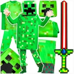 MINECRAFT Strój dla chłopca CREEPER / kostium na bal rozmiar S 110-120 cm + miecz