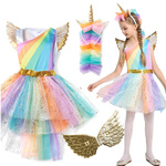 STRÓJ JEDNOROŻEC KOSTIUM JEDNOROŻCA DLA DZIEWCZYNKA SUKIENKA OPASKA NA BAL