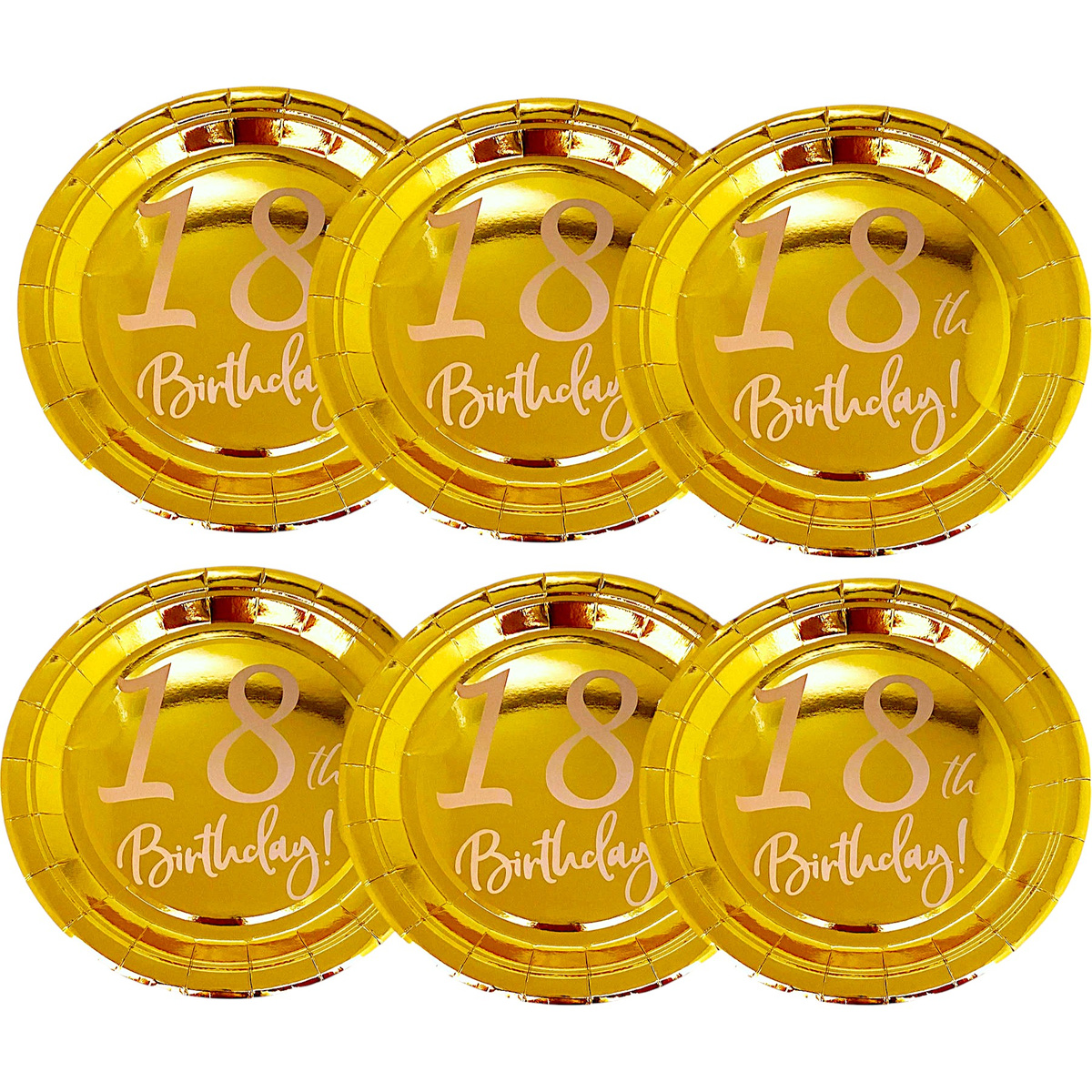 TALERZYKI PAPIEROWE ZŁOTE NA 18 URODZINY ZESTAW EKOLOGICZNYCH TALERZY 6szt.