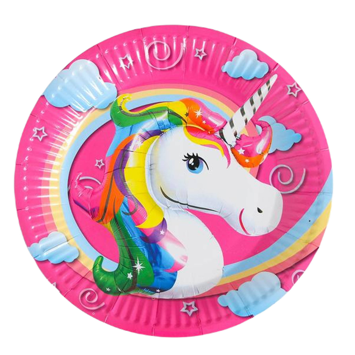 TALERZYKI NA URODZINY IMPREZĘ 24cm JEDNOROŻEC 6szt PAPIEROWE EKOLOGICZNE