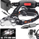 LATARKA CZOŁOWA 5x LED  LAMPKA CZOŁÓWKA  NA GŁOWĘ 2x AKUMULATORY NA PREZENT