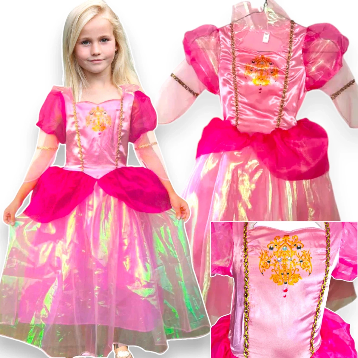 SUKNIA BALOWA DLA DZIEWCZYNKI NA BAL KSIĘŻNICZKA PEACH Z MARIO roz S 98-104