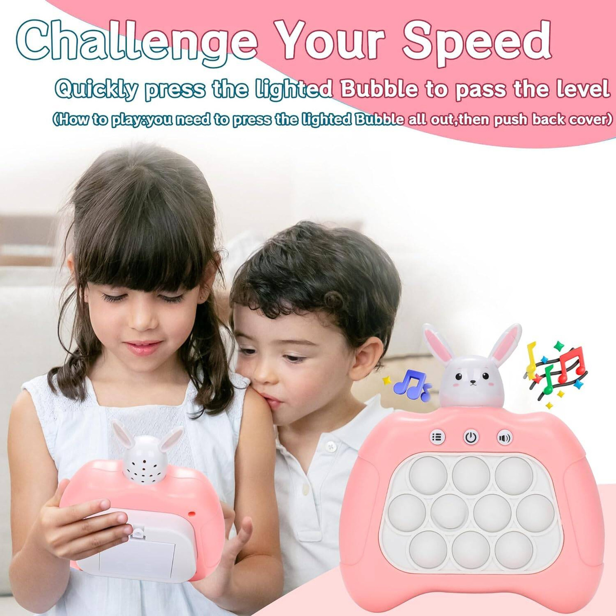 KONSOLA POP IT SŁODKI KRÓLICZEK GRA ELEKTRONICZNA ANTYSTRESOWA 30 POZIOMÓW