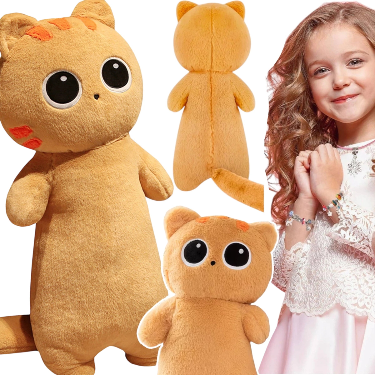 PLUSZOWA MASKTOKA KOT DŁUGA PODUSZKA KOT Z WIELKIMI OCZAMI PLUSZAK 70cm 