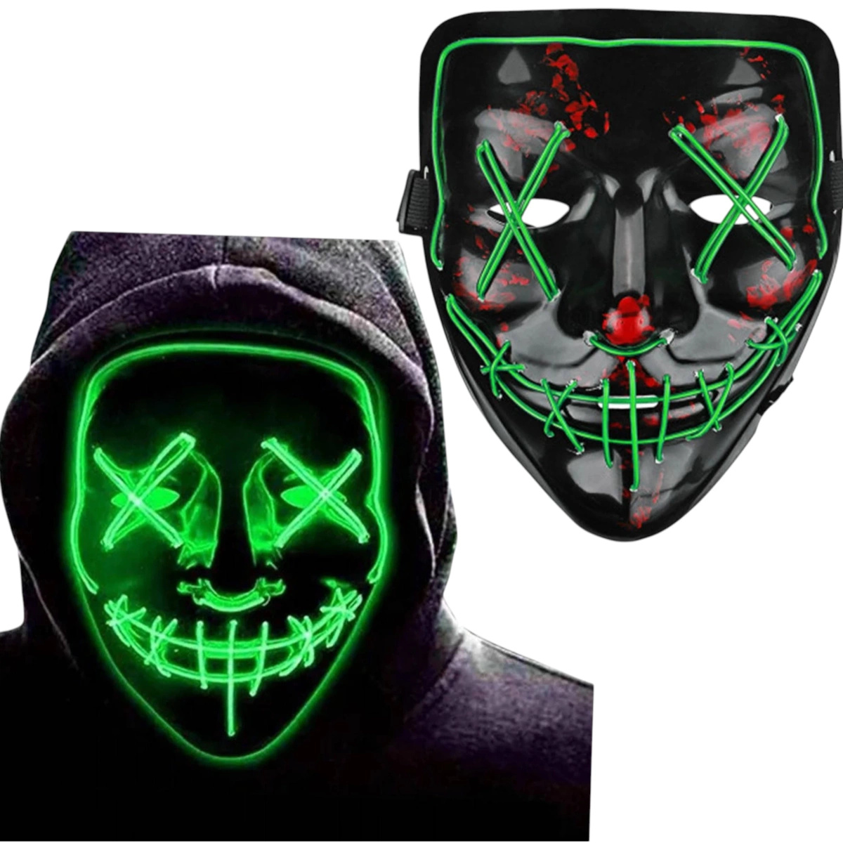 MASKA LED ŚWIECĄCA LEDOWA NA HALLOWEEN IMPREZĘ KARNAWAŁ PRZEBRANIE PURGE