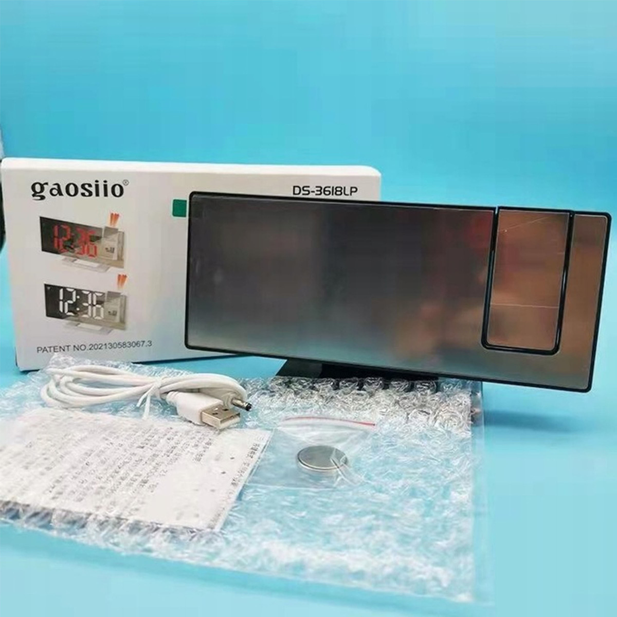 BUDZIK ZEGAR ELEKTRONICZNY GŁOŚNY Z PROJEKTOREM LED STOJĄCY CYFROWY DATA