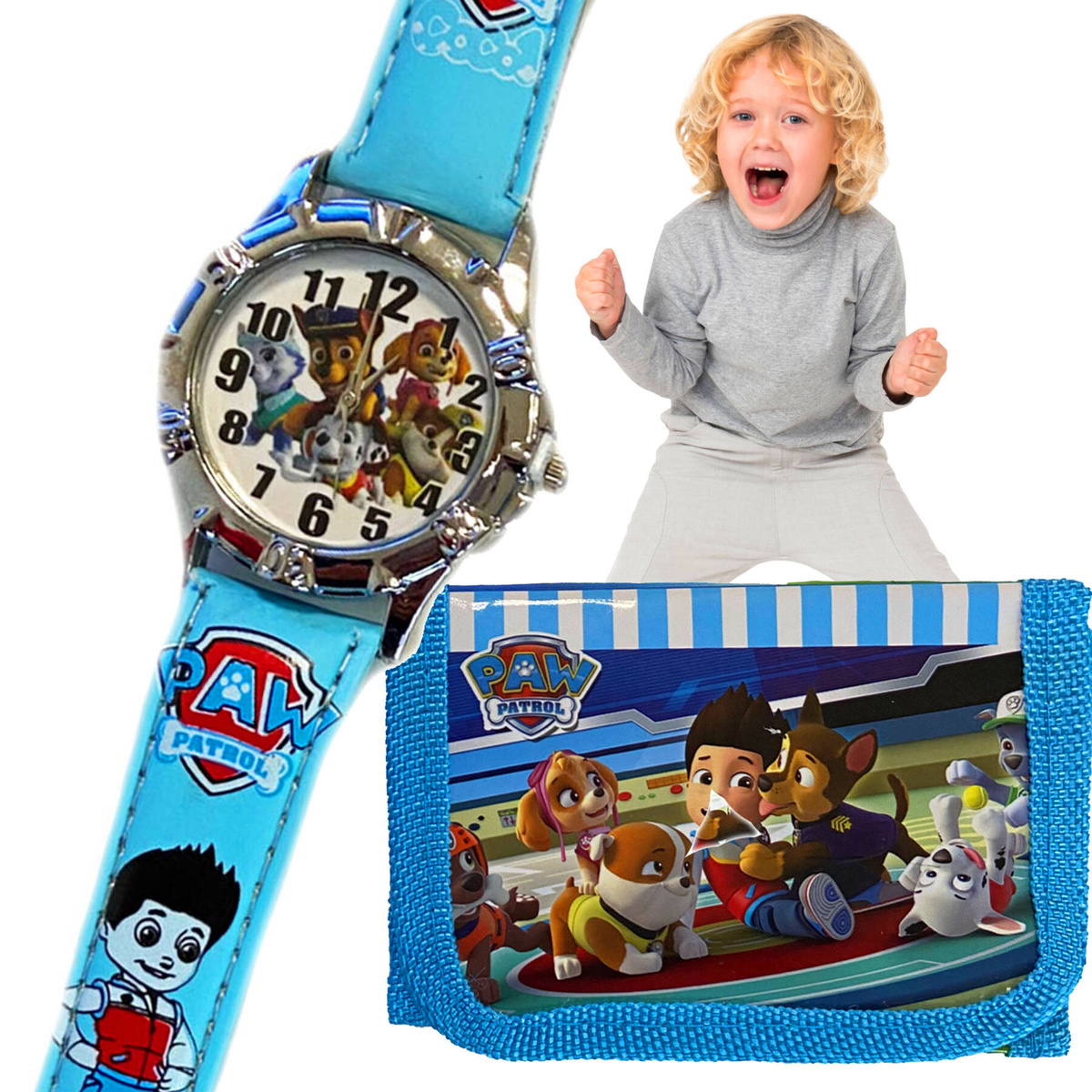 ZESTAW 2w1 ZEGAREK PORTFELIK DLA DZIECKA PSI PATROL NA PREZENT EDUKACYJNY