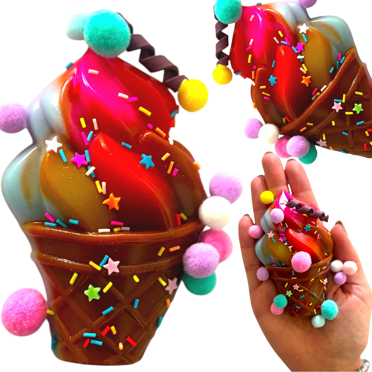 GNIOTEK ANTYSTRESOWY SENSORYCZNY LÓD Z POSYPKĄ SQUISHY RÓŻEK Z LODAMI