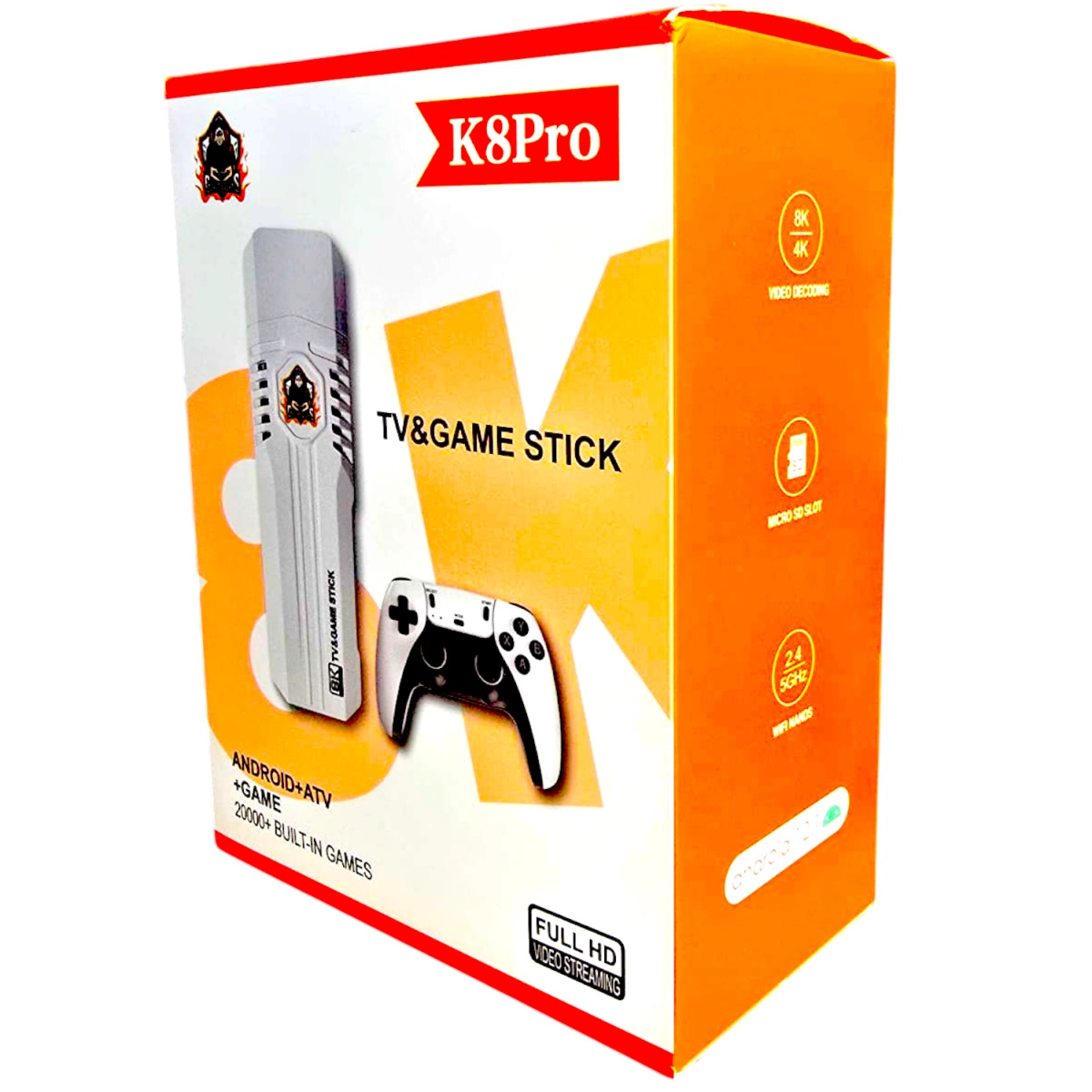 PRZENOŚNA KONSOLA RETRO HDMI 8K EMULATOR GRA 2 PADY 20000 GIER ANDROID TV