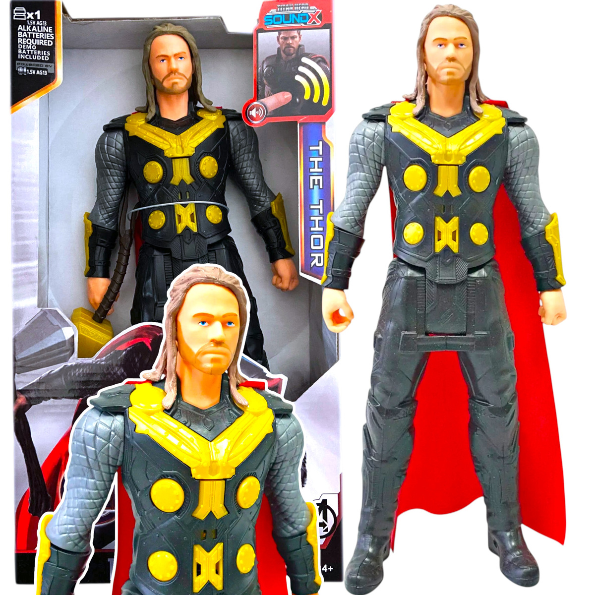 DUŻA FIGURKA THOR 30 CM DŹWIĘK ŚWIATŁO INTERAKTYWNA MARVEL AVENGERS MŁOT