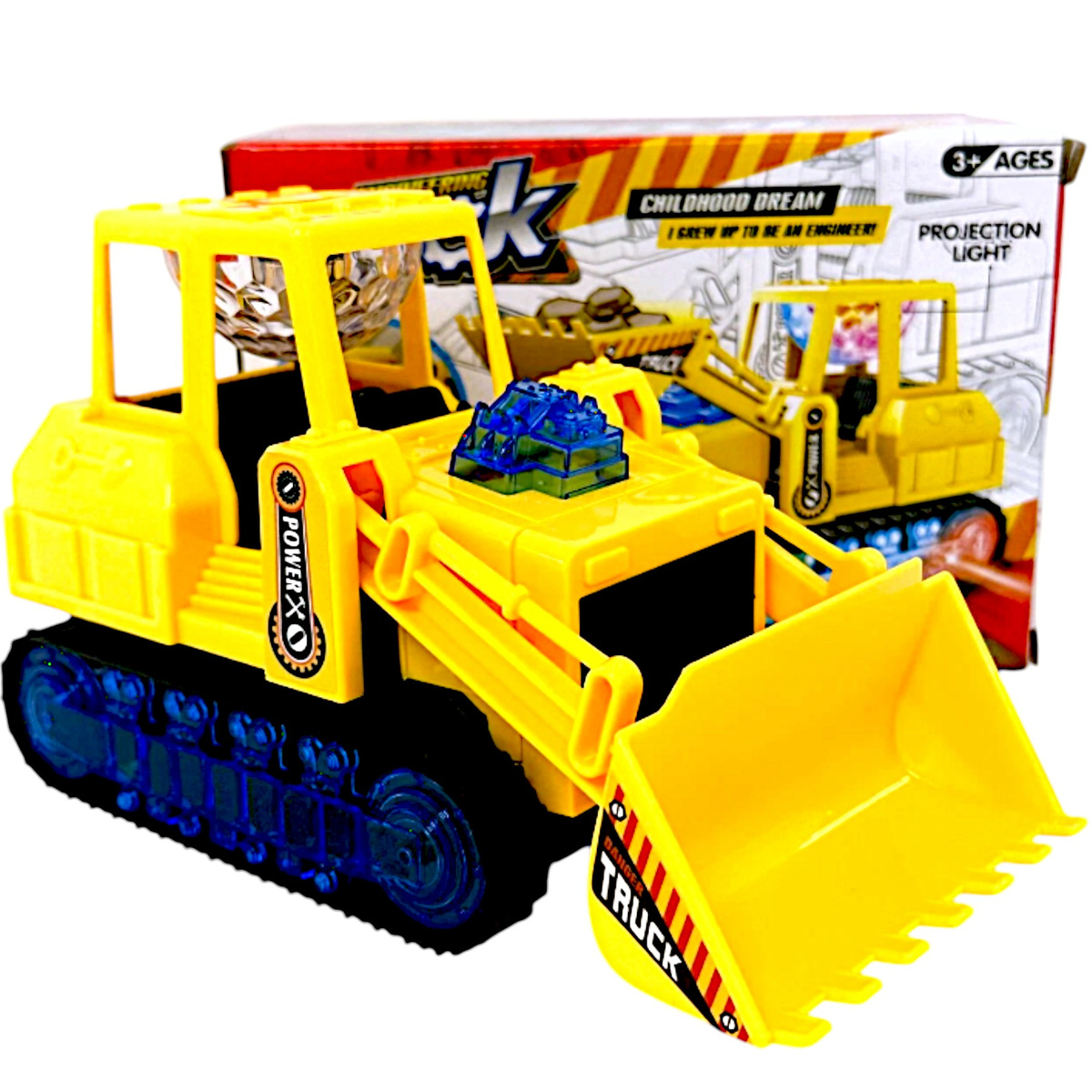 SPYCHACZ BULDOŻER KOPARKA ŚWIECI DŹWIĘK JEŹDZI MASZYNA BUDOWLANA DLA DZIECI