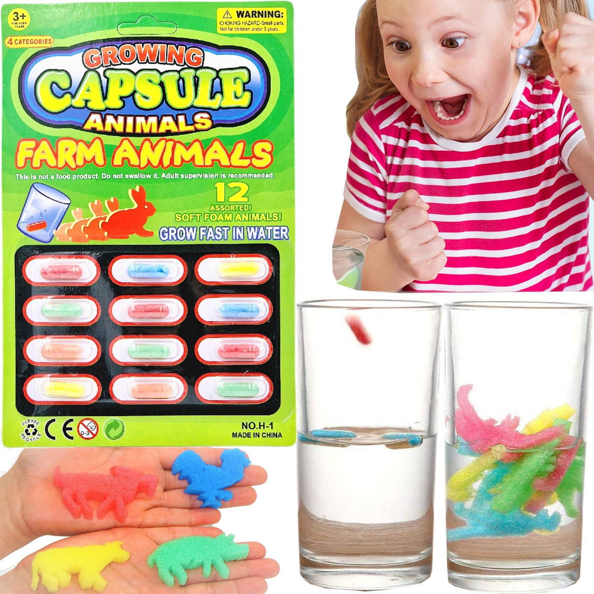 MAGICZNE KAPSUŁKI ROSNĄCE ZWIERZĘTA HODOWLANE 12 SZTUK DO KĄPIELI W WANNIE