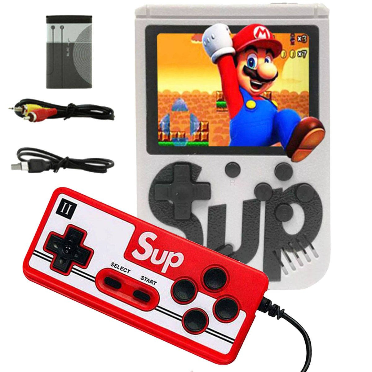 KONSOLA PRZENOŚNA RETRO MINI GAME BOX 400 GIER PAD + PAD TV KOLOROWE GIERKI