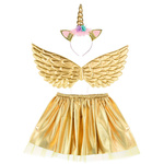 MAGICZNY STRÓJ JEDNOROŻEC DLA DZIEWCZNKI NA BAL SKRZYDŁA OPASKA SPÓDNICZKA