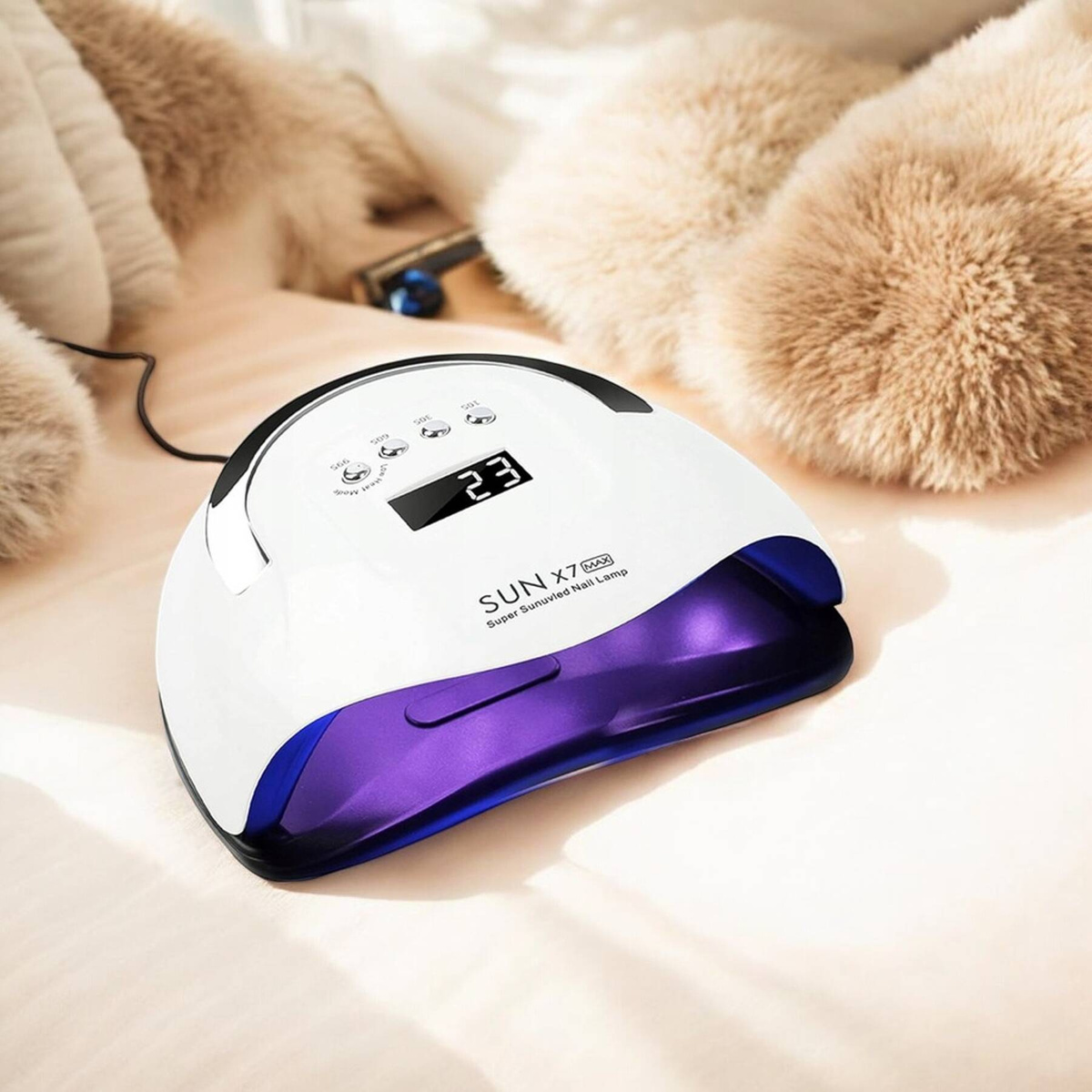 LAMPA DO PAZNOKCI UV LED HYBRYDA ŻEL MOCNA X7 MAX LCD AŻ 57 DIOD UV LED