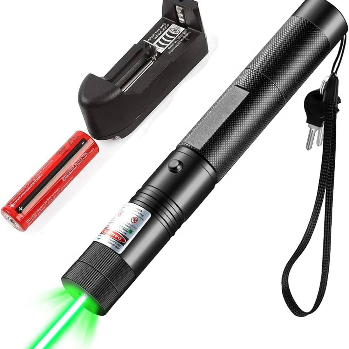 MOCNY WSKAŹNIK LASEROWY LASER POINTER ZIELONY AKU + ŁADOWARKA I NAKŁADKA