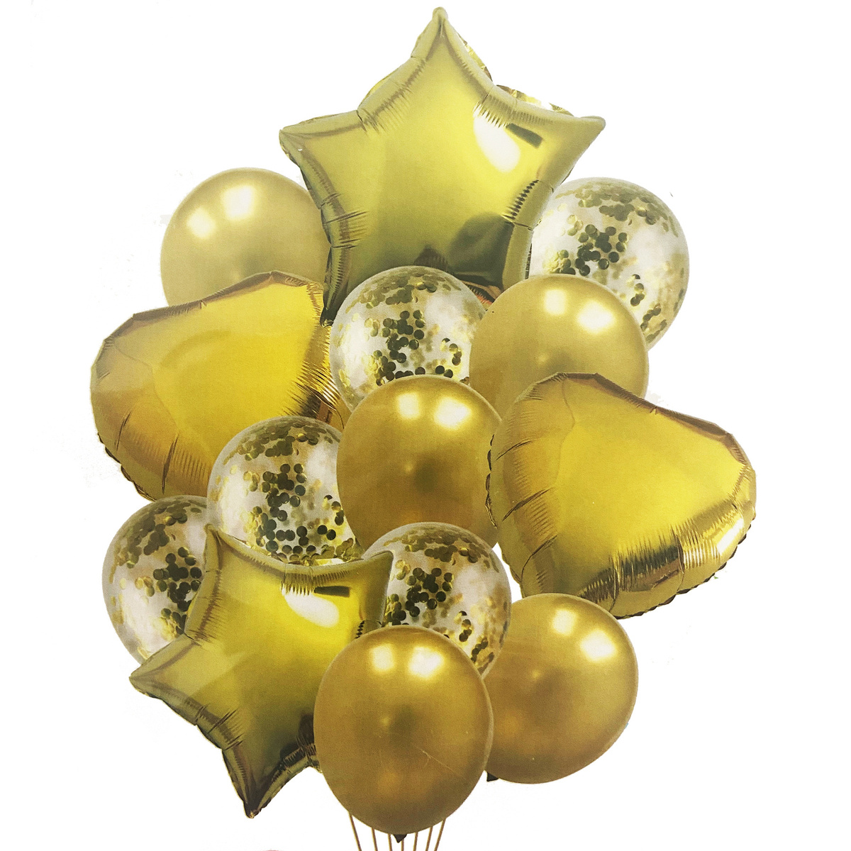 ZESTAW BALONÓW 14el ZŁOTE BALONY KONFETI URODZINY 