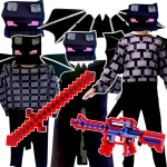 MINECRAFT Strój dla chłopca Smok Enderu rozmiar XL (140-150) + miecz + karabin
