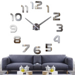 NOWOCZESNY DUŻY ZEGAR ŚCIENNY NAKLEJANY NA ŚCIANE 3D LUSTRO CICHY 130-70CM 
