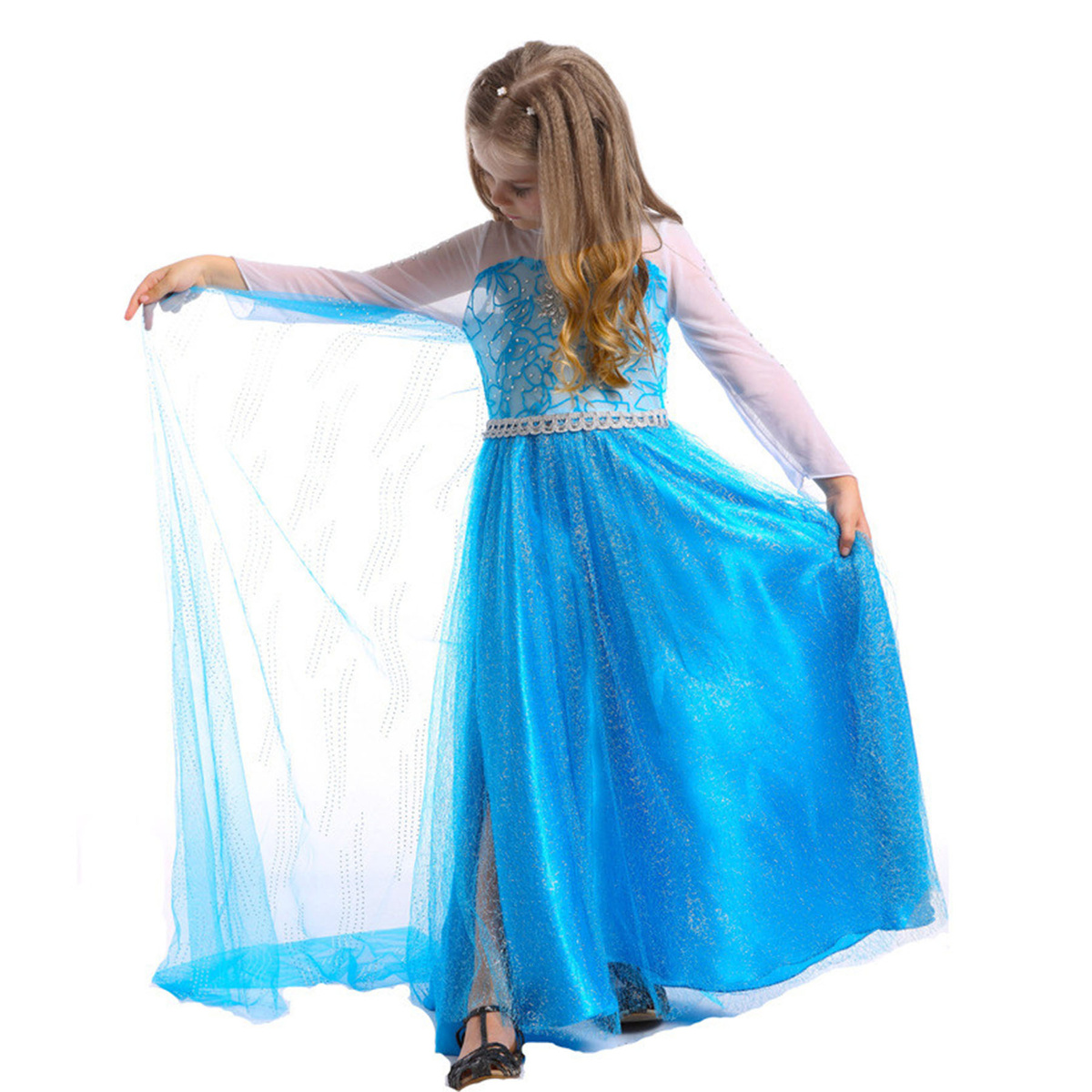 ELSA STRÓJ NA BAL SUKIENKA DŁUGA PRZEBRANIE DLA DZIEWCZYNKI KRAINA LODU