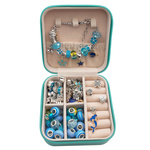 Zestaw do Robienia Bransoletek Koraliki Biżuterii Prezent Zawieszki Kuferek - NIEBIESKI