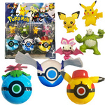 POKEMON ZESTAW 7w1 4 FIGURKI Z BAJKI PIKACHU FIGURKA POKEBALL KULA 3 SZT