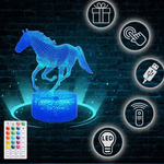 Lampka Nocna Biurkowa dla Dzieci Koń Konik Horse 16 LED 3D + Pilot